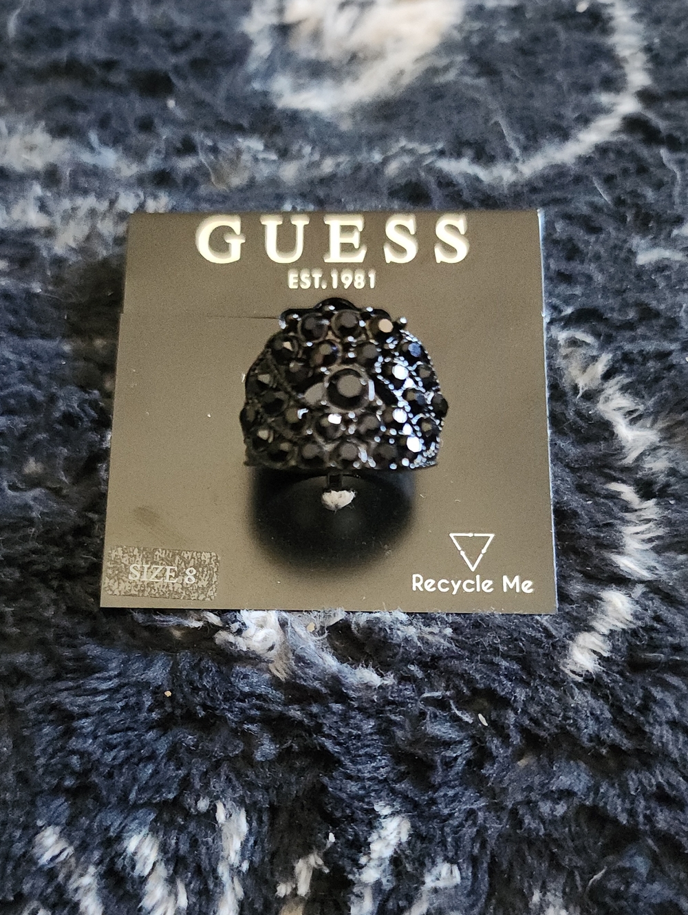 GUESS Black Crystal Dome Statement Ring